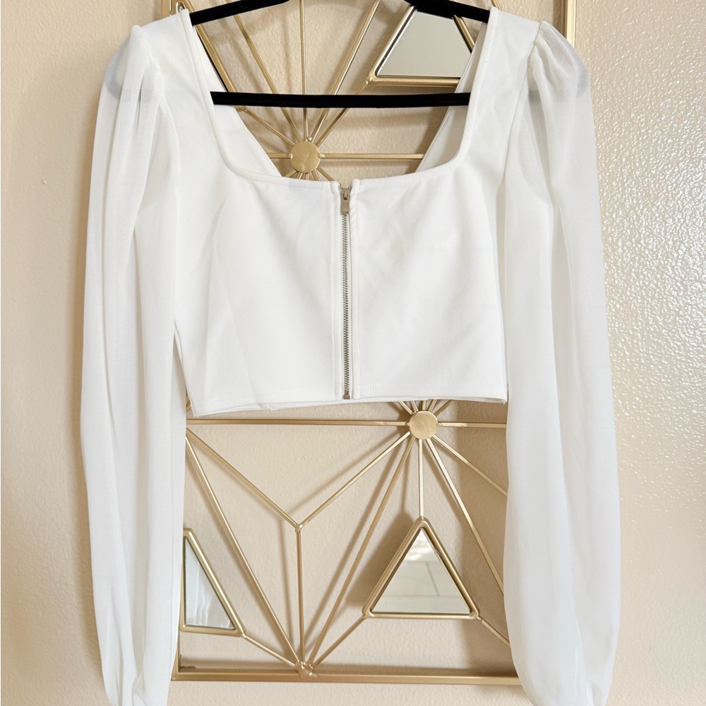 Chiffon sleeve crop top size small - Picture 3 of 6